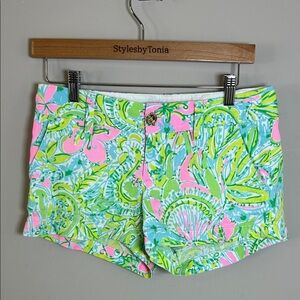 Lilly Pulitzer The Walsh Short Coconut Jungle Neon Green Pink Tropical Floral 0